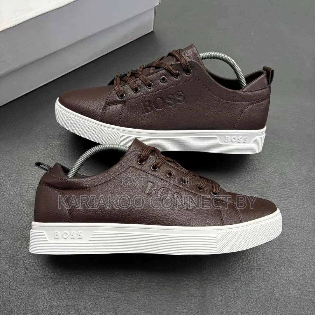 Men's Designer BOSS Pebbled Leather Smart Casual Sneakers