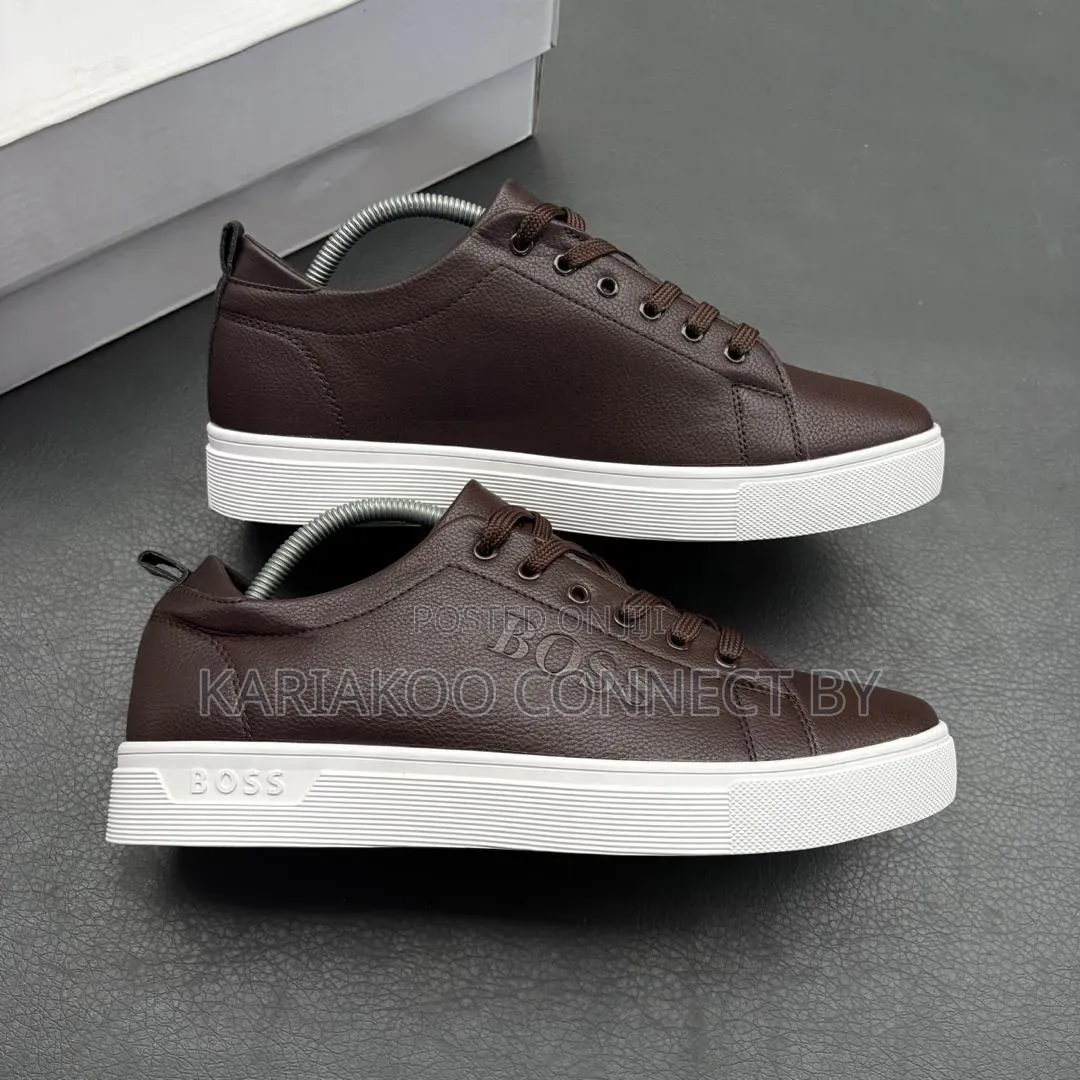 Men's Designer BOSS Pebbled Leather Smart Casual Sneakers