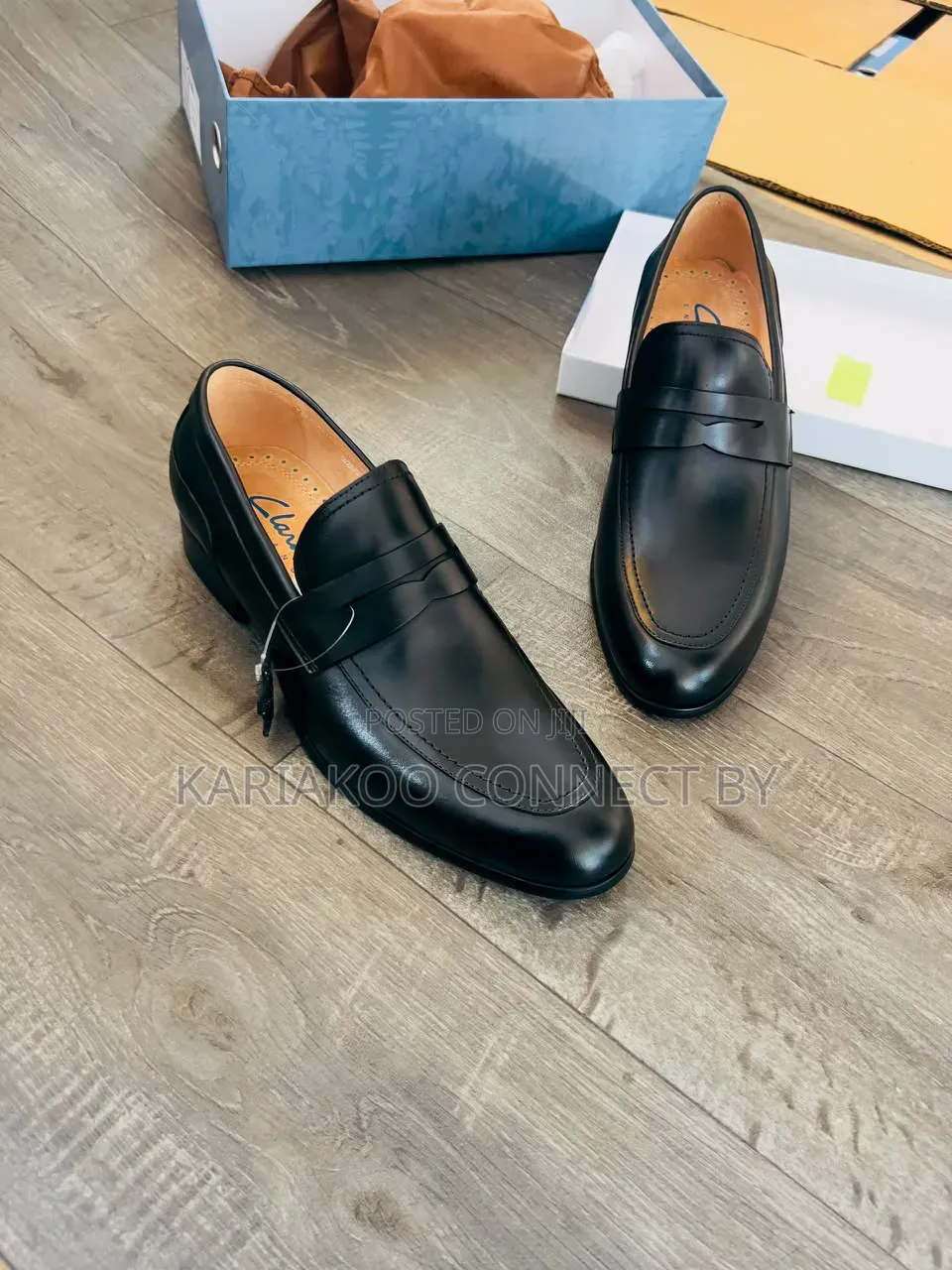 Clarks Black Leather Loafers