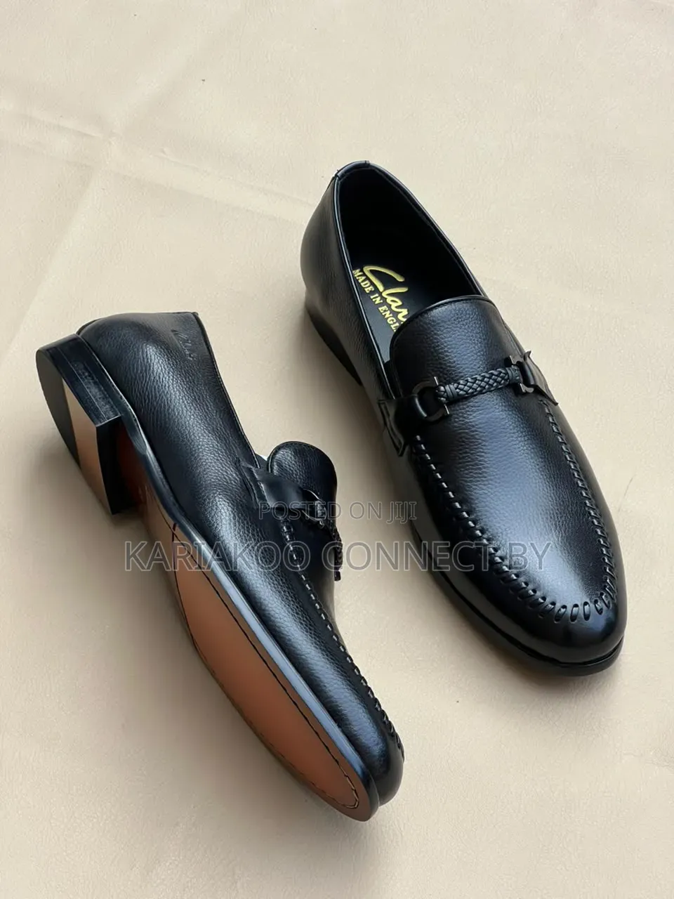 Clarks Black Leather Loafers