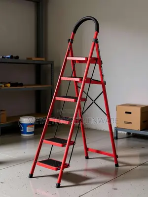 Foldable Steel Ladder With Anti Slip Pedals and Tool Tray 6 Steps