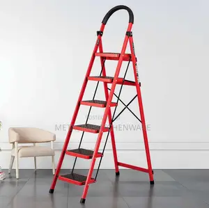 Foldable Steel Ladder With Anti Slip Pedals and Tool Tray 6 Steps