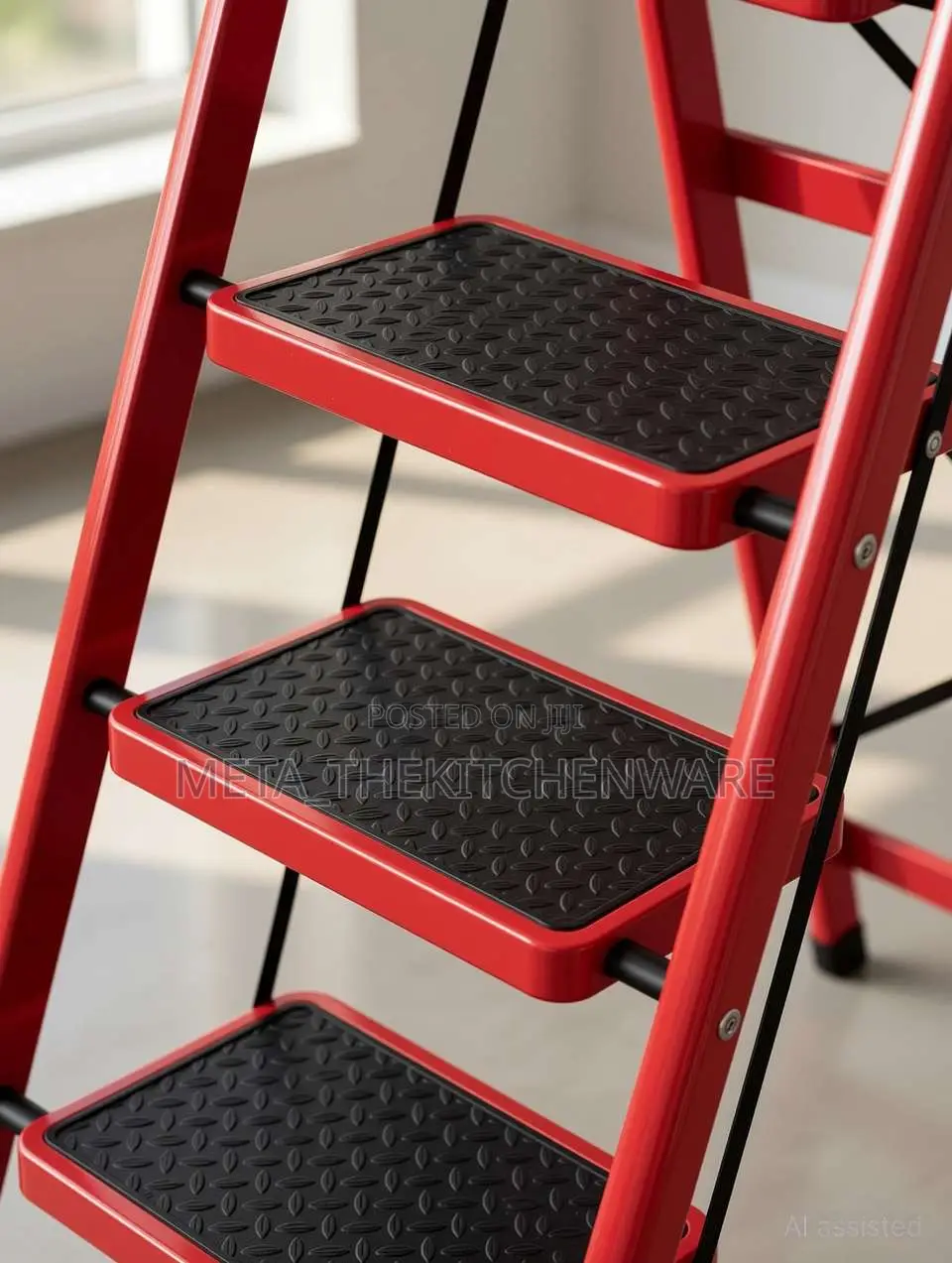 Foldable Steel Ladder With Anti Slip Pedals and Tool Tray 6 Steps