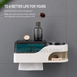 Multifunctional, Wall-Mounted Bathroom Tissue Holder and Organizer