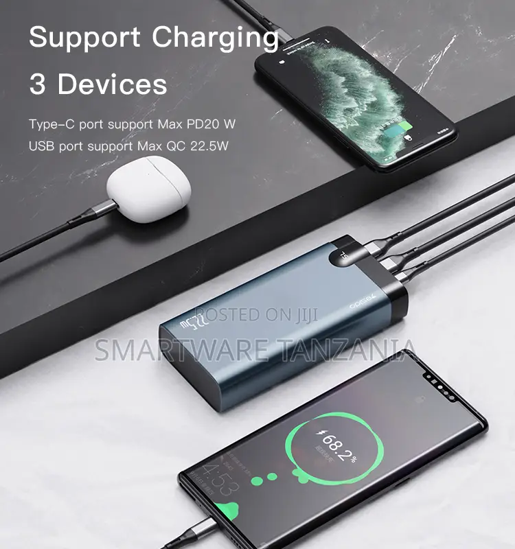 Yesido YP25 Power Bank 20000mAh, PD/Dual Quick Charge, Aluminum Alloy