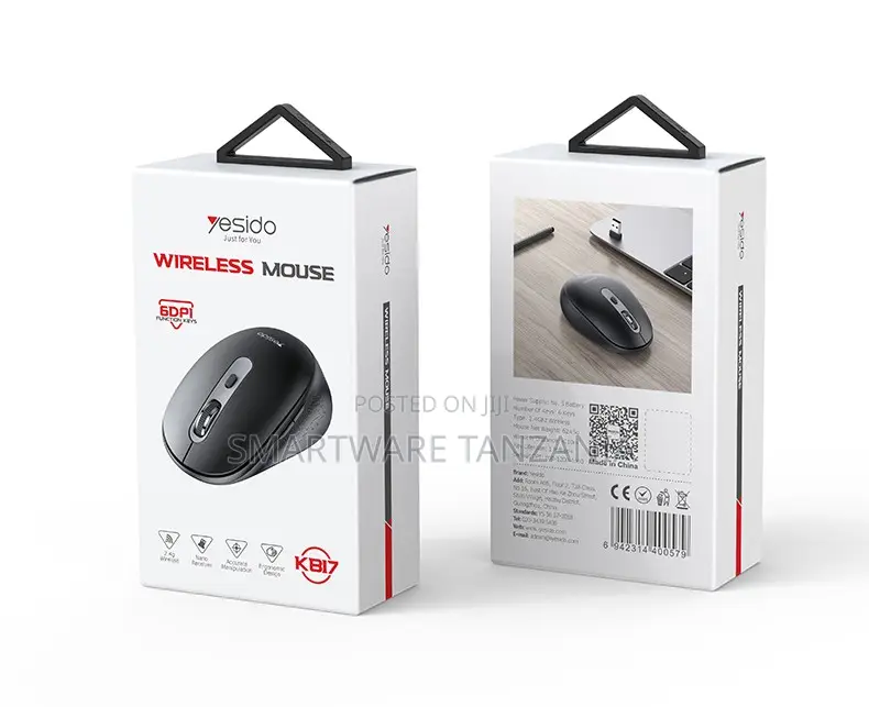 Yesido Wireless Mouse, 2.4GHz USB Receiver, 6 DPI Settings, Ergonomic