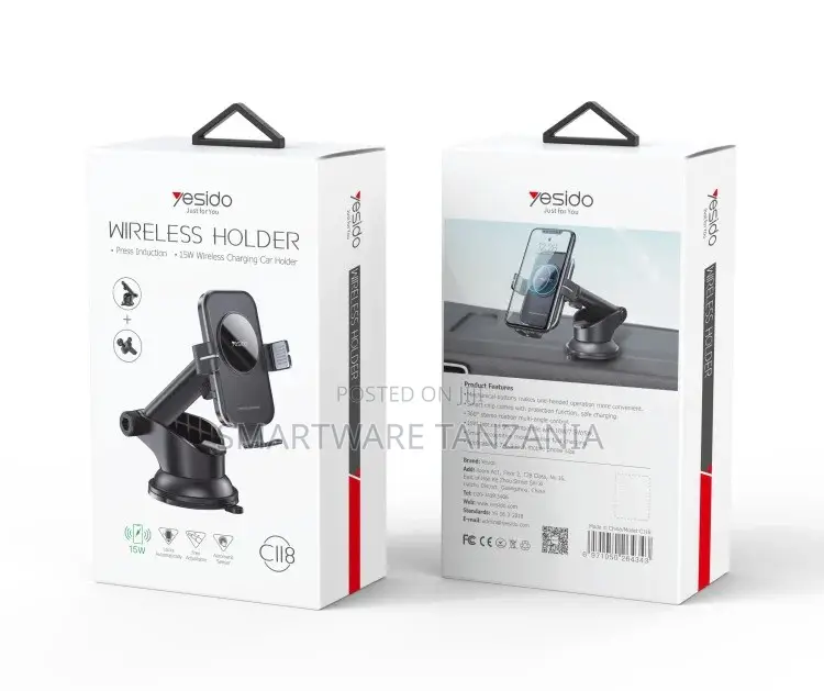 Yesido Wireless Car Holder, 15W Fast Wireless Charging Press Induction
