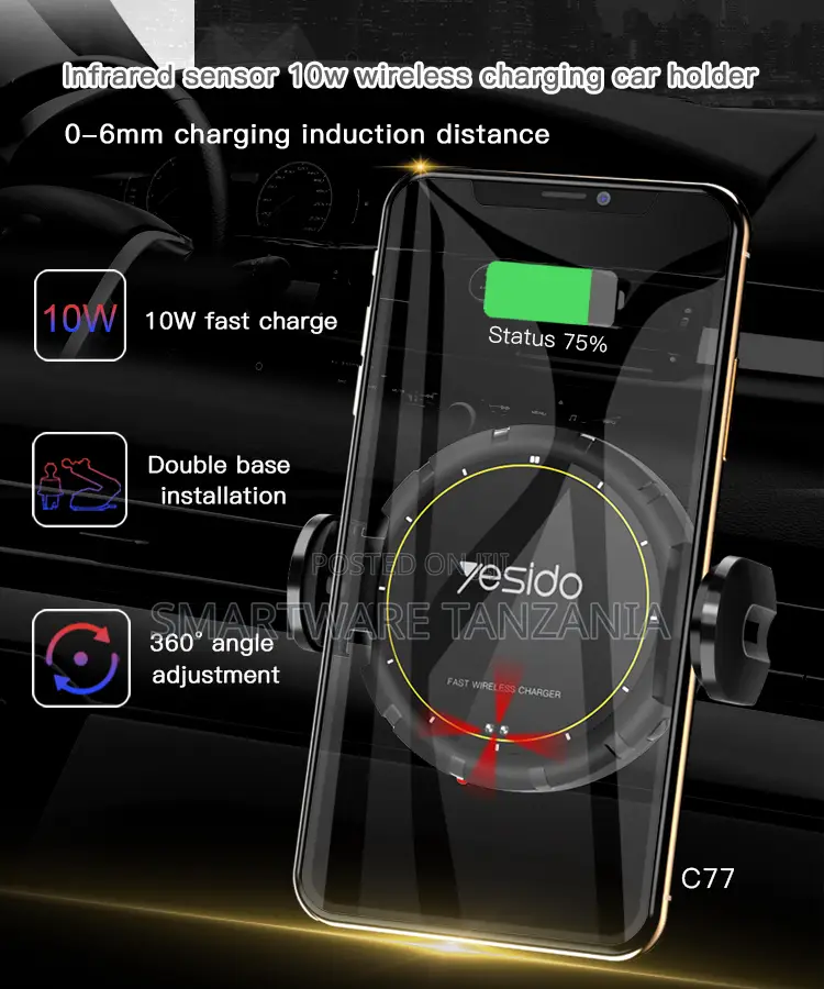 Yesido Magnetic Car Holder, Retractable Design, Suction Mount, Black