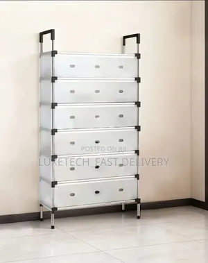 7-Tier Dustproof Shoe Rack Organizer Flip-Up Semitransparent Doors