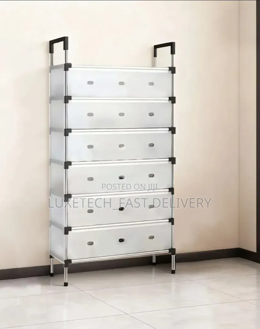 7-Tier Dustproof Shoe Rack Organizer Flip-Up Semitransparent Doors