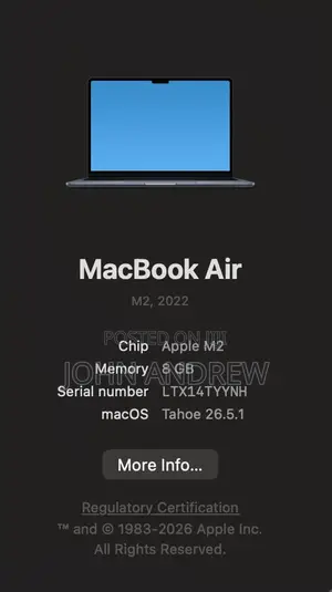 Laptop Apple MacBook Air 2022 M2 8GB Apple M2 SSD 256GB