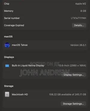 Laptop Apple MacBook Air 2022 M2 8GB Apple M2 SSD 256GB