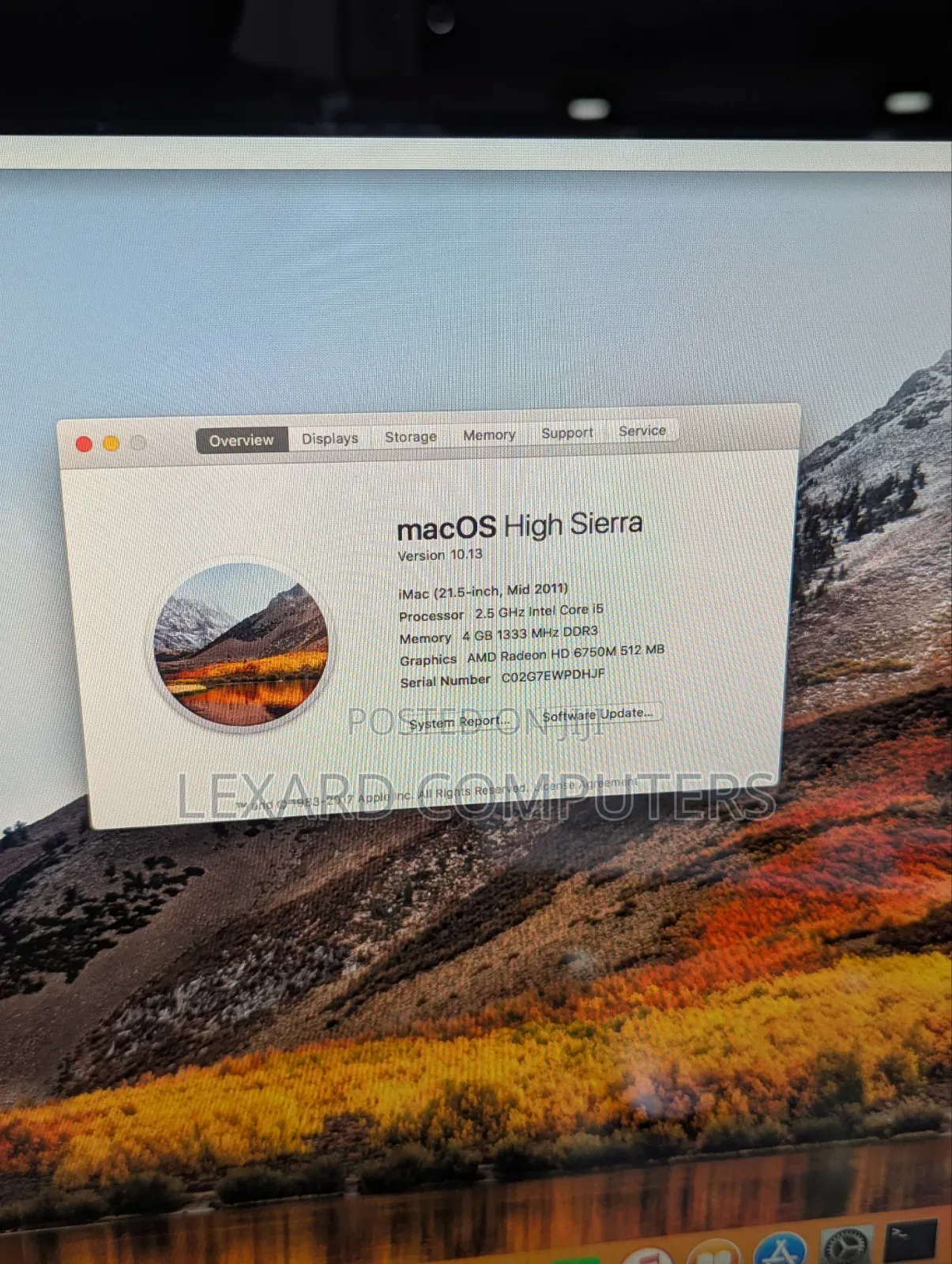 Desktop Computer Apple iMac 4GB Intel Core i5 HDD 500GB