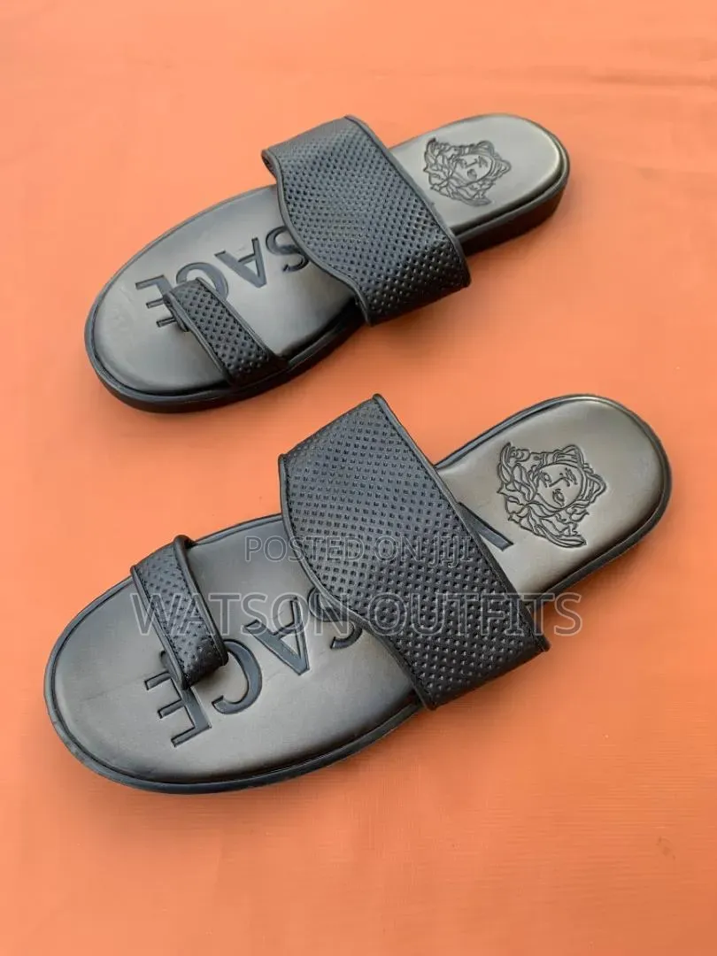 2 Colours Versace Brand Men's Leather Sandals Open Footwears