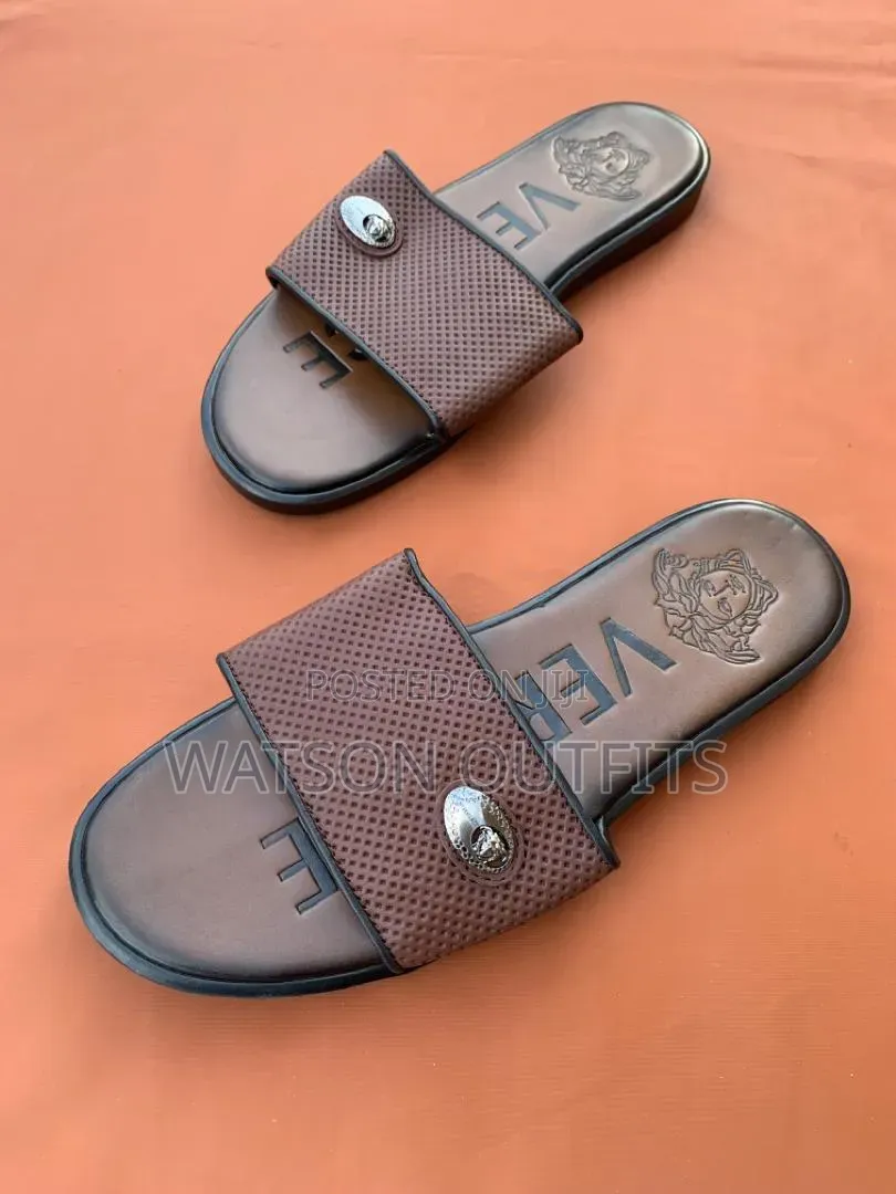 2 Colours Versace Brand Men's Leather Sandals Open Footwears