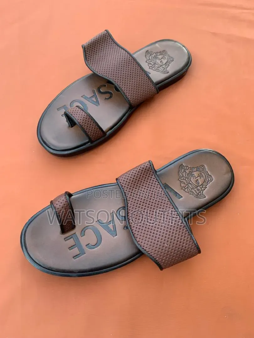 2 Colours Versace Brand Men's Leather Sandals Open Footwears