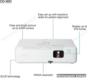 Epson CO-W01 Projector 3000 Lumens WXGA HD Portable Projector