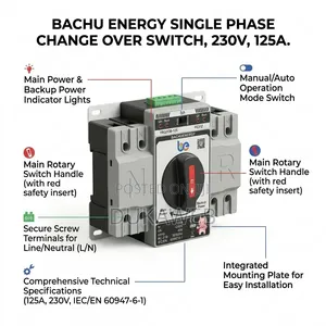 Bachu Energy Single Phase Changeover Switch – 230V 125A