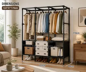 Modern Open Clothes Wardrobe Rack With Shelves
