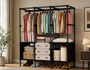 Modern Open Clothes Wardrobe Rack With Shelves