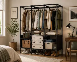 Modern Open Clothes Wardrobe Rack With Shelves