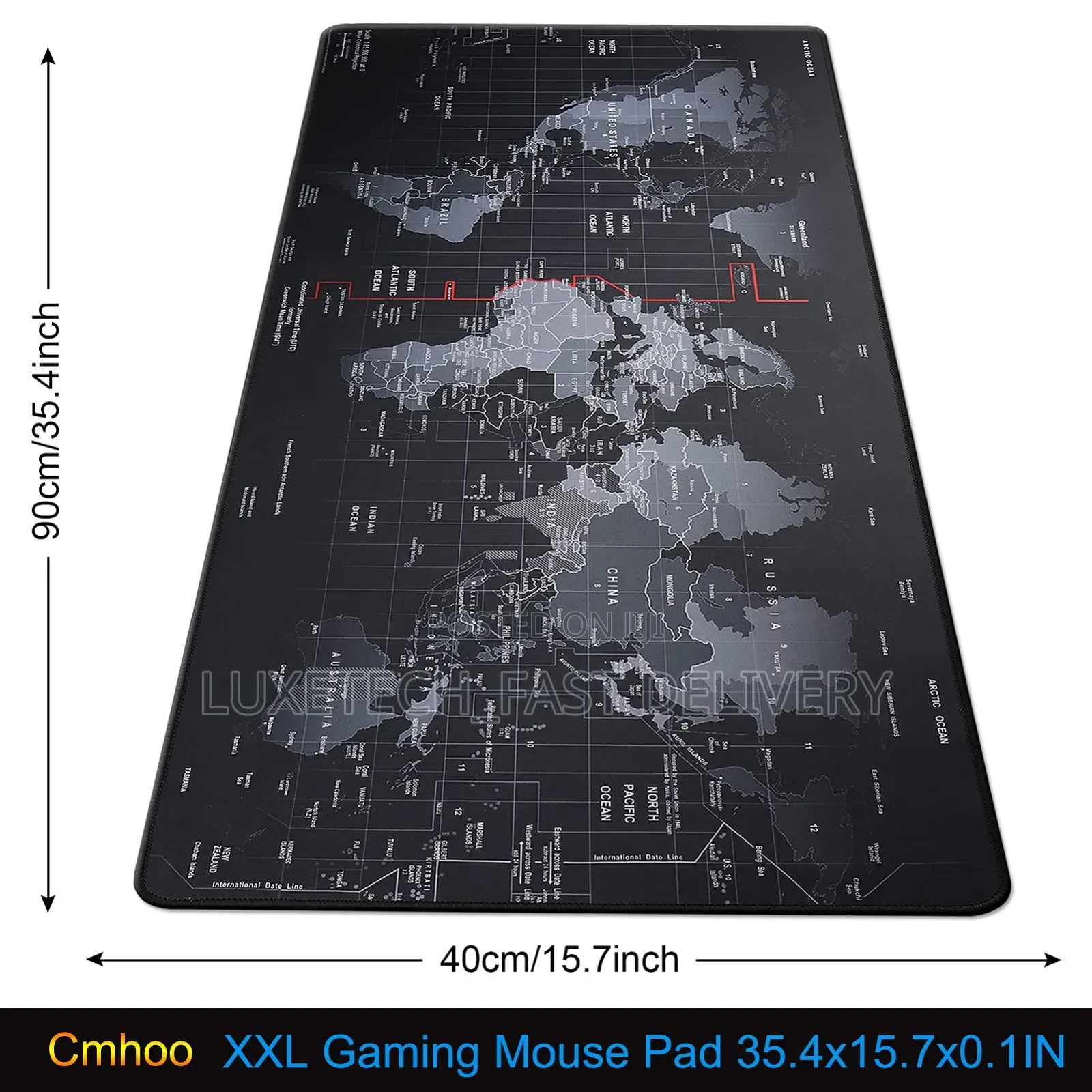 XXL World Map Extended Desk Mat (900x400mm) | Non-Slip Gaming Mousepad