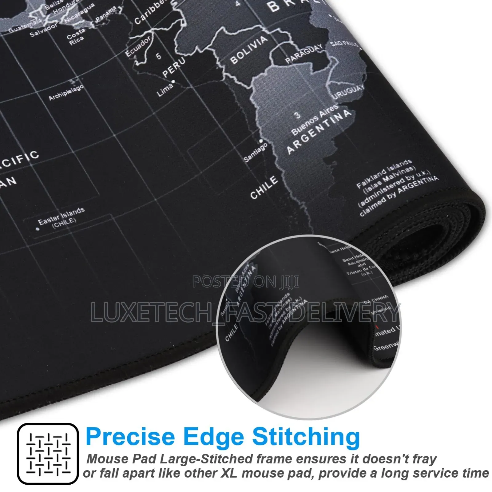 XXL World Map Extended Desk Mat (900x400mm) | Non-Slip Gaming Mousepad
