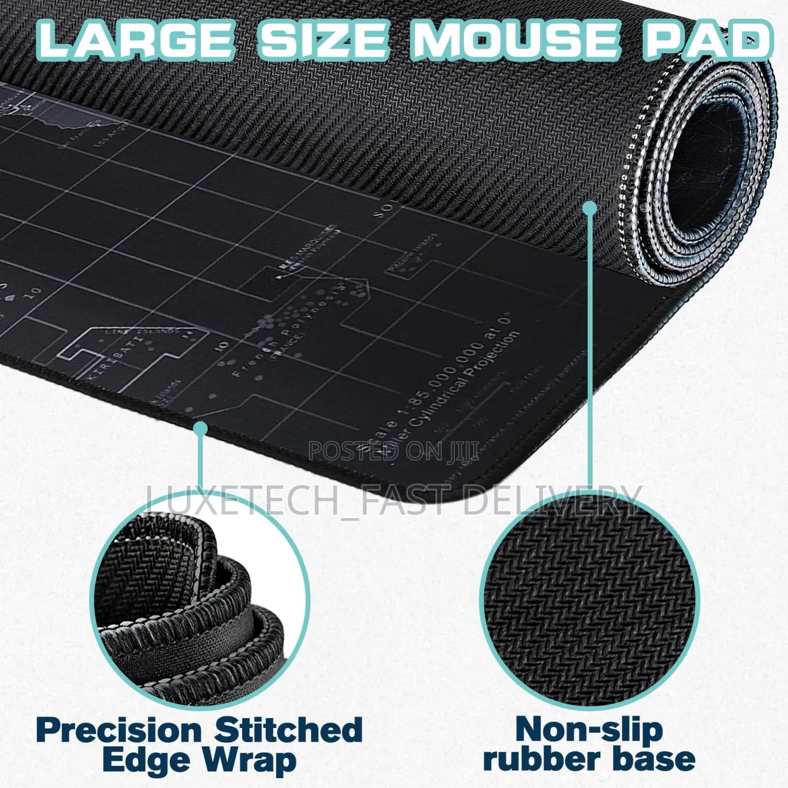 XL World Map Extended Desk Mat (800x300mm) | Non-Slip Gaming Mousepad