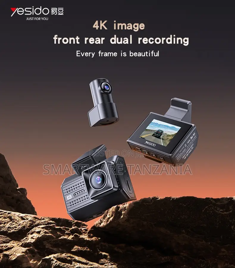 Yesido KM15 Dual Dash Cam, Front 3840x2160 30fps, Rear 1920x1080 30fps