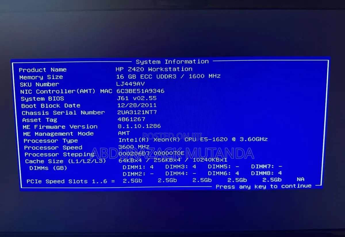 Desktop Computer HP Z420 16GB Intel Xeon HDD 500GB
