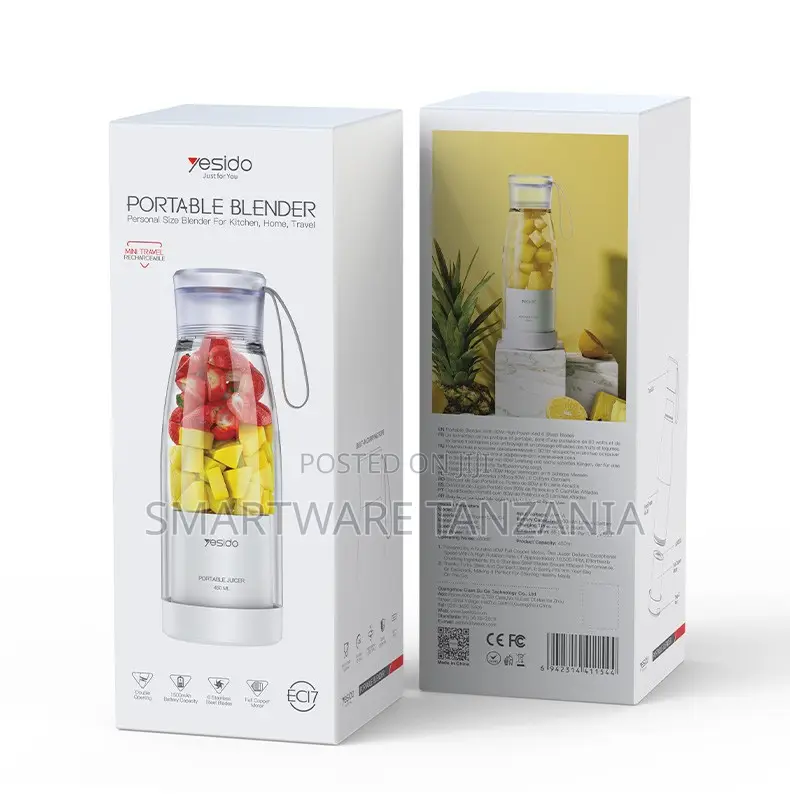 Yesido Portable Blender 400ML USB Rechargeable, 20W, Personal Size