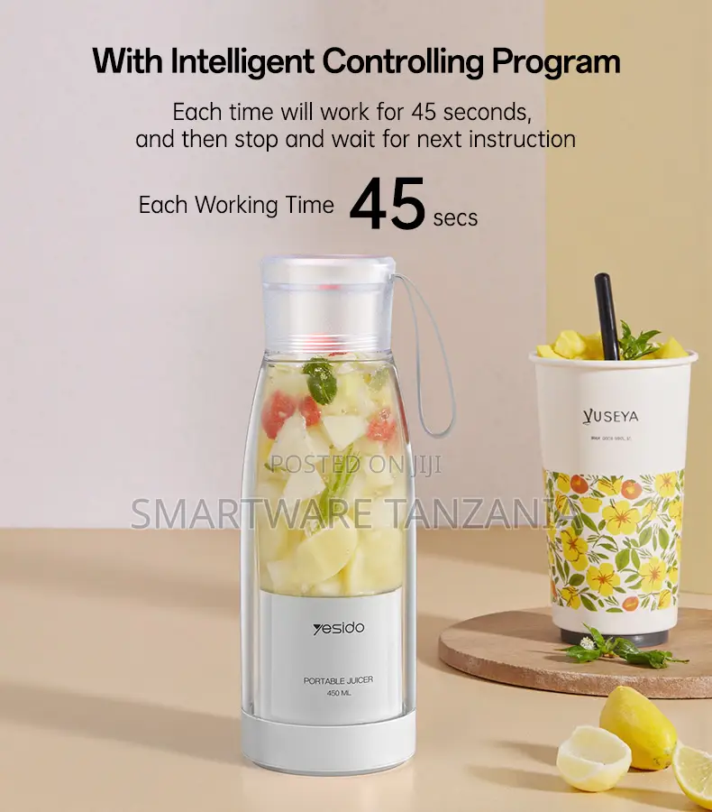 Yesido Portable Blender 400ML USB Rechargeable, 20W, Personal Size