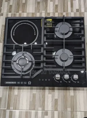HomeBase 60cm Built-in Gas Hob 3 Gas + 1 Electric Glass Top