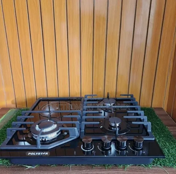 HomeBase 60cm Built-in Gas Hob 3 Gas + 1 Electric Glass Top