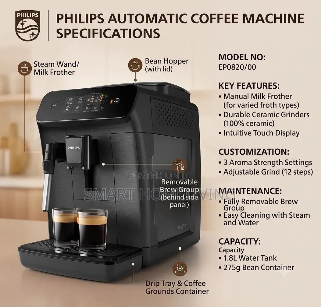 Philips Automatic Coffee Machine (Model No: EP0820/00