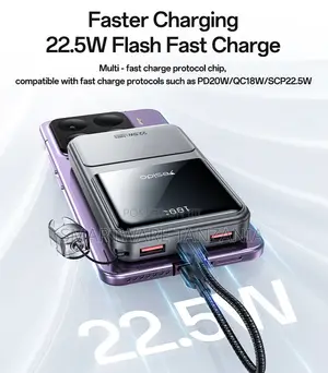 Yesido 10000mAh Power Bank With Dual USB-A and USB-C 22.5W Output