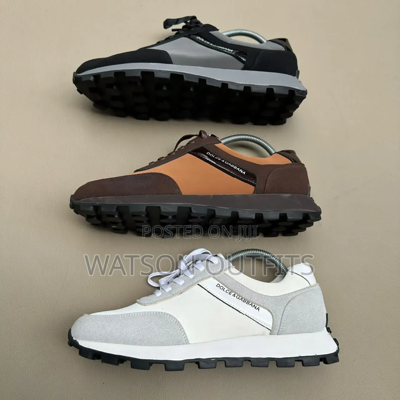 3 Colours Dolce Gabbana Brand Men's Leather Shoes or Sneakers