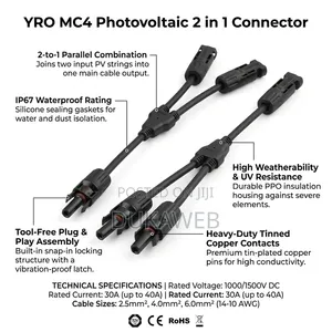 2-in-1 MC4 Solar PV Parallel Connector