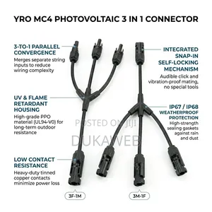 YRO MC4 Photovoltaic 3-in-1 Connector