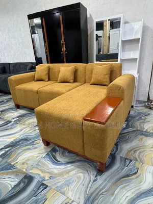 Sofa L Shape Color Mustered Yellow