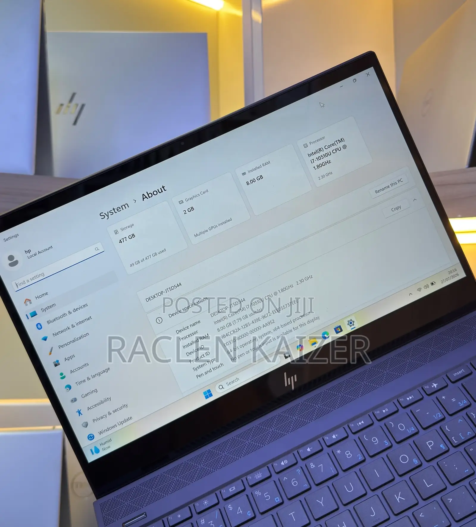 New Laptop HP Envy 13 8GB Nvidia SSD 512GB