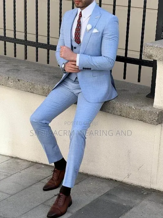 Sky Blue Royality Suit| Suti Za Kiume