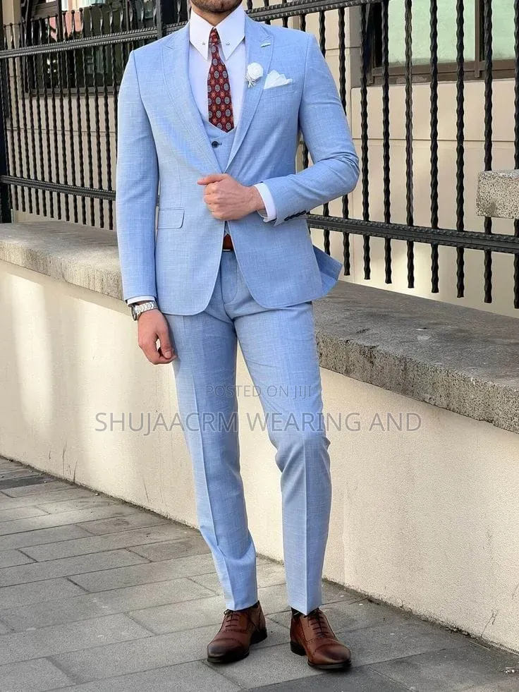 Sky Blue Royality Suit| Suti Za Kiume