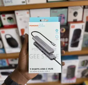 Porodo Blue 7 Ports USB-C HUB HDMI Dual USB-C-