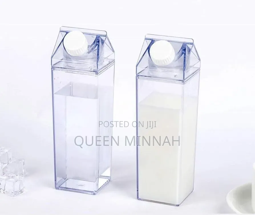 Clear Plastic Milk Carton Water Bottle / Juice Container