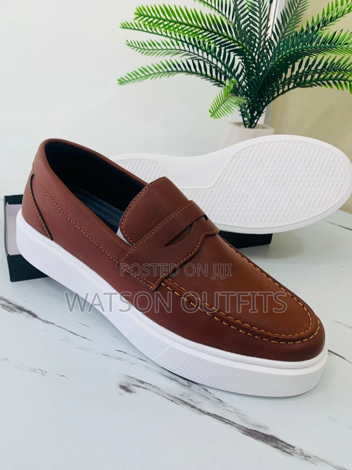 2 Colours Rust Orange and Blue Zara Brand Men's Leather Loafer Shoes
