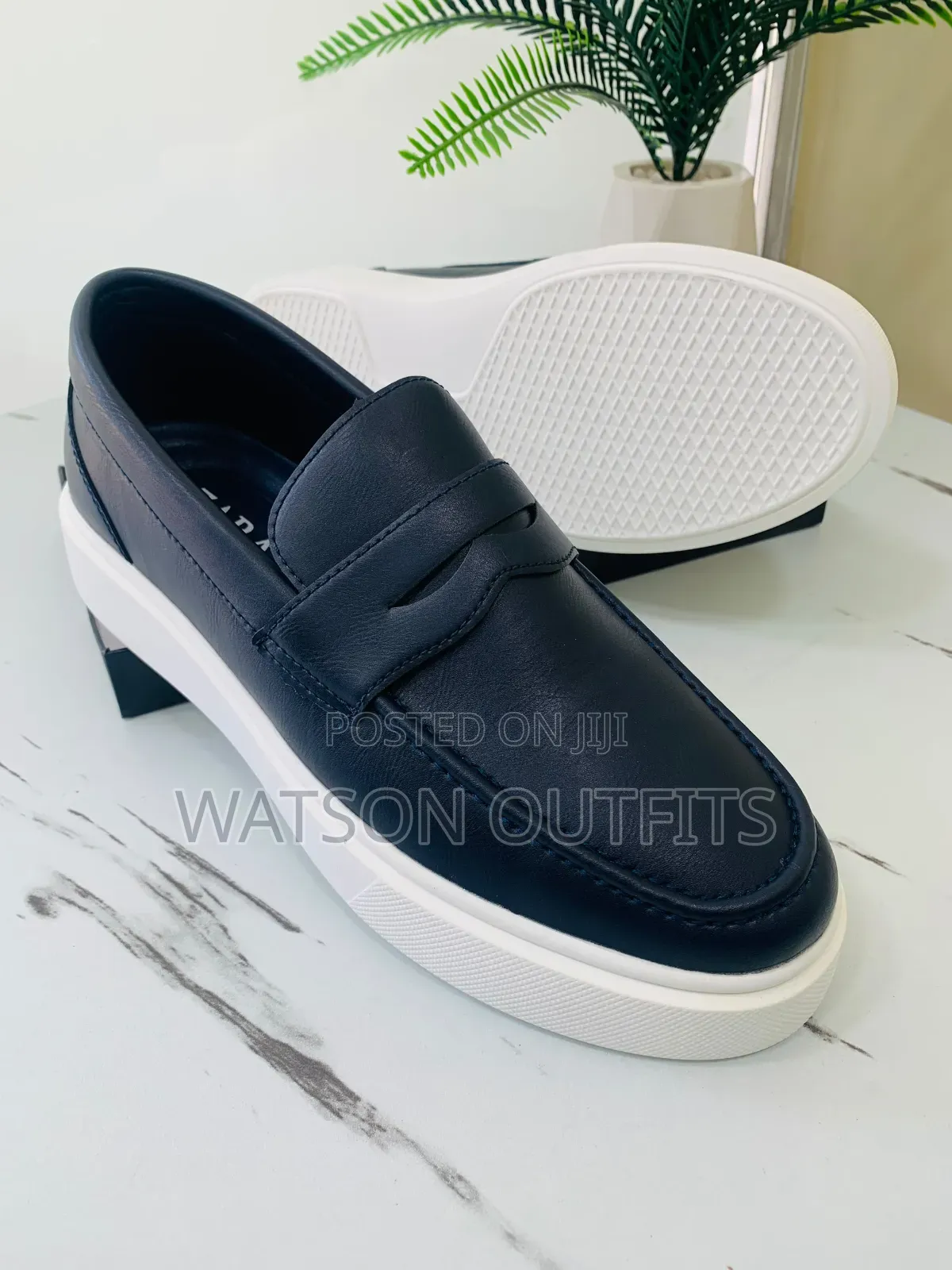 2 Colours Rust Orange and Blue Zara Brand Men's Leather Loafer Shoes