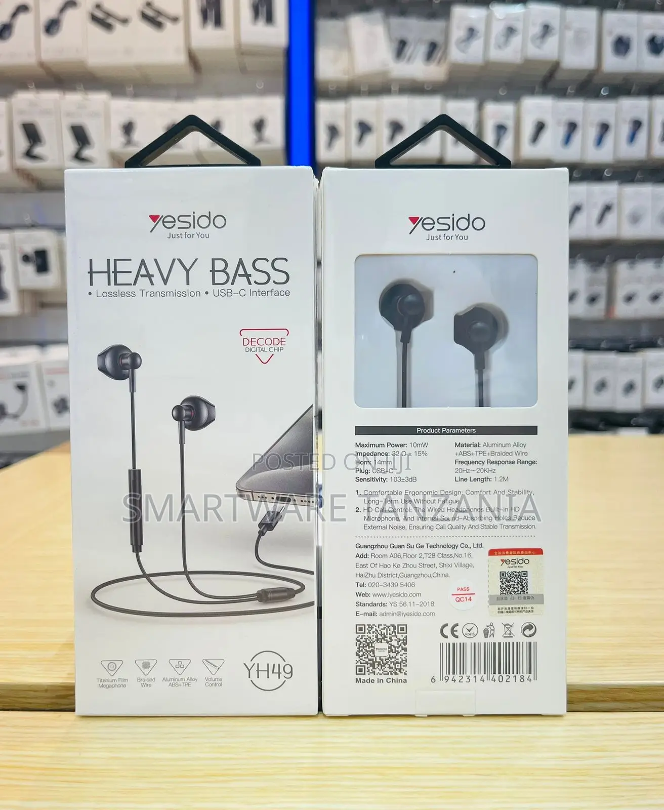Yesido YH49 Heavy Bass Earphones With USB-C Connector, 1.2m Length