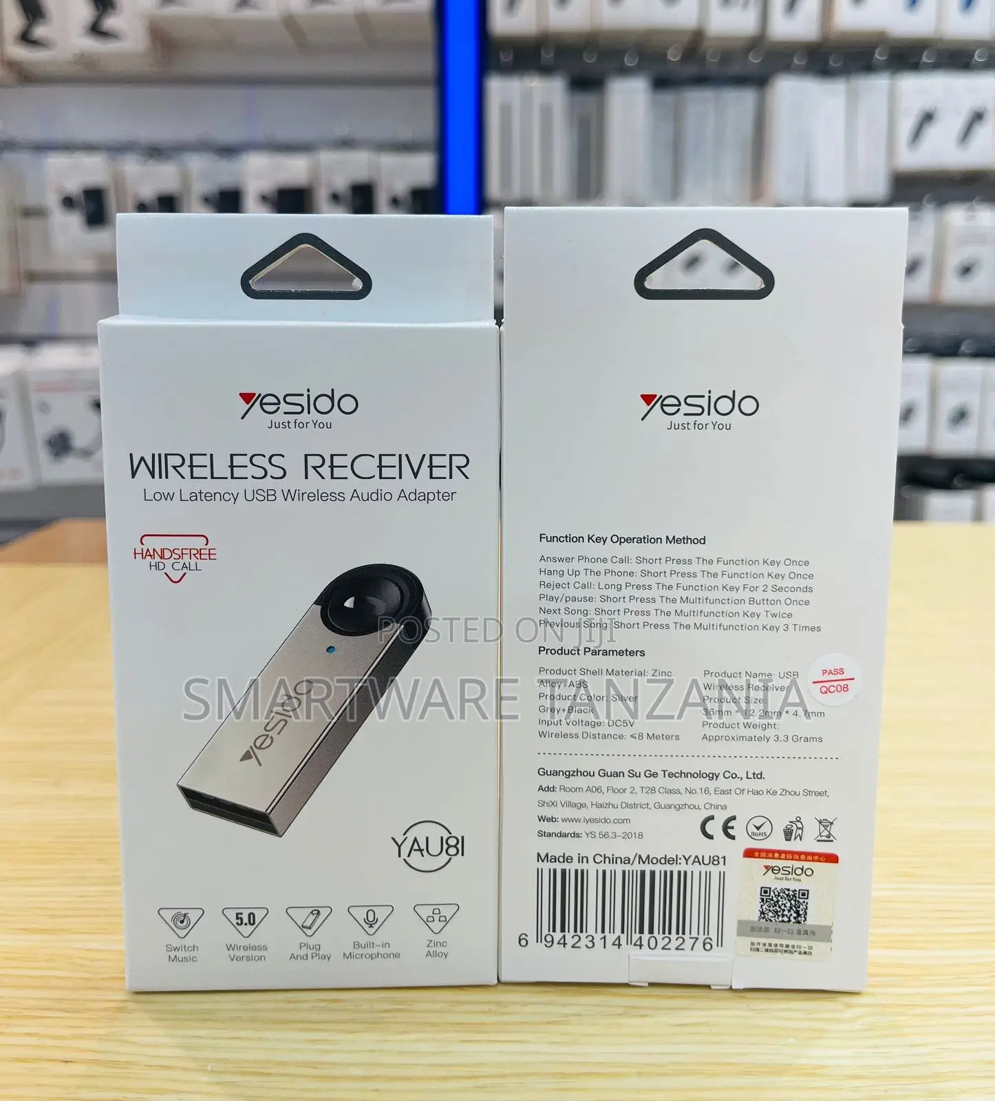 Yesido Wireless Audio Receiver USB Adapter, Low Latency, Zinc Alloy