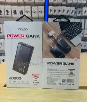 Yesido Power Bank 20000mAh, PD Fast Charge 35W, Dual USB Outputs